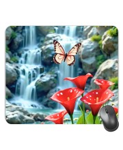 Customized Beautiful Butterfly and Flowers Picture Sublimation Mouse Pad | 8 X 7.5 Inch | Smooth Cloth Surface | Non-Slip Rubber Base | Personalized Mousepad for Laptop & Desktop (F17239)