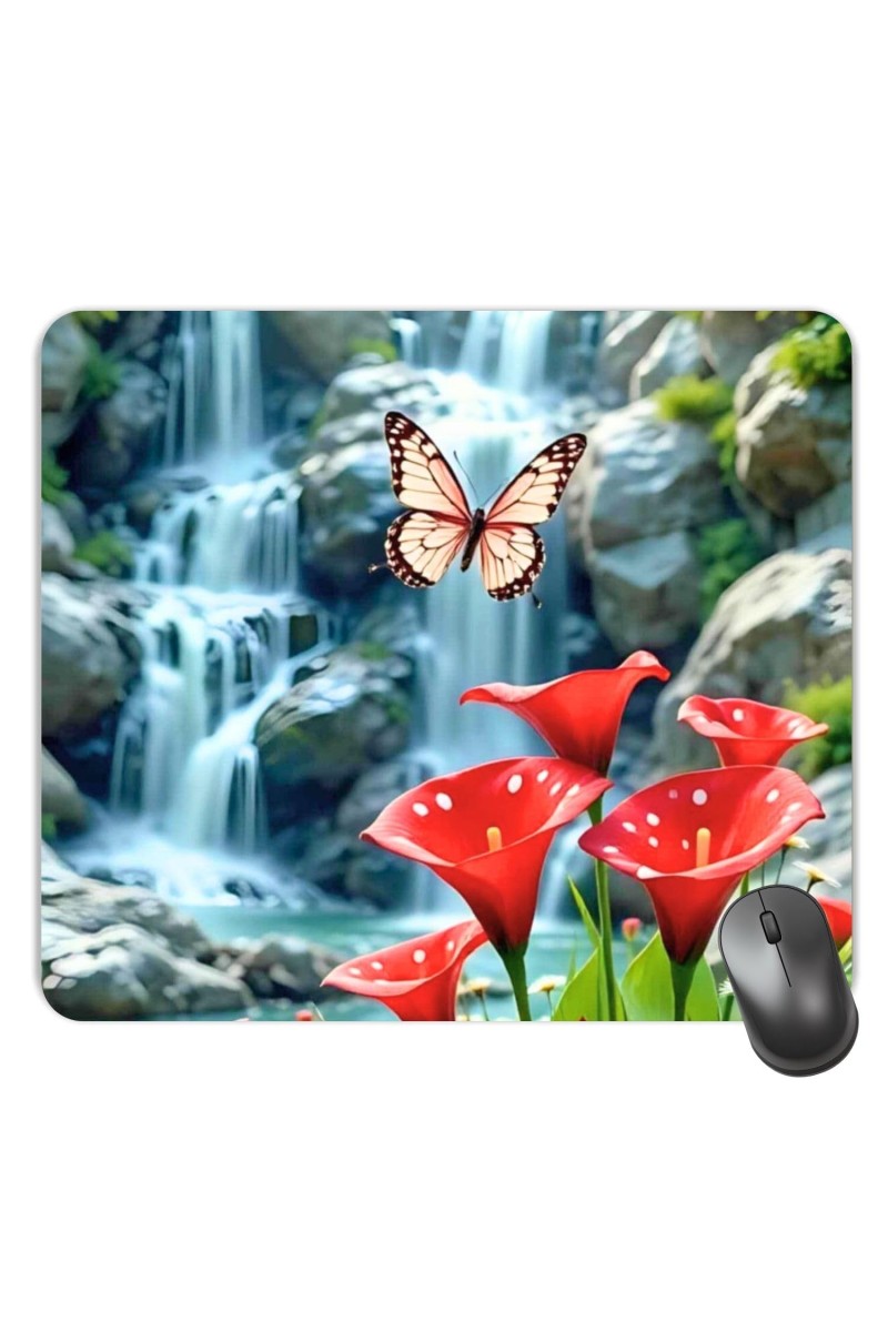 Customized Beautiful Butterfly and Flowers Picture Sublimation Mouse Pad | 8 X 7.5 Inch | Smooth Cloth Surface | Non-Slip Rubber Base | Personalized Mousepad for Laptop & Desktop (F17239)