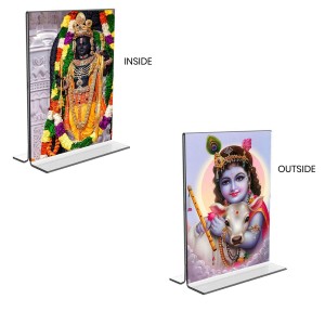 Lord Ram Lalla & Sri Krishna Acrylic T-Style Photo Stand - 9x11 Inches, Compact and Stylish Spiritual Display, easily change 2 photos (Pack of 1) Lord Ram Lalla & Sri Krishna Acrylic T-Style Photo Stand - 9x11 Inches, Compact and Stylish Spiritual Display, easily change 2 photos (Pack of 1)