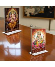 Lord Ganesh Acrylic T-Style Photo Stand - 11x13 Inches, Compact and Stylish Spiritual Display, easily change 2 photos (Pack of 1)