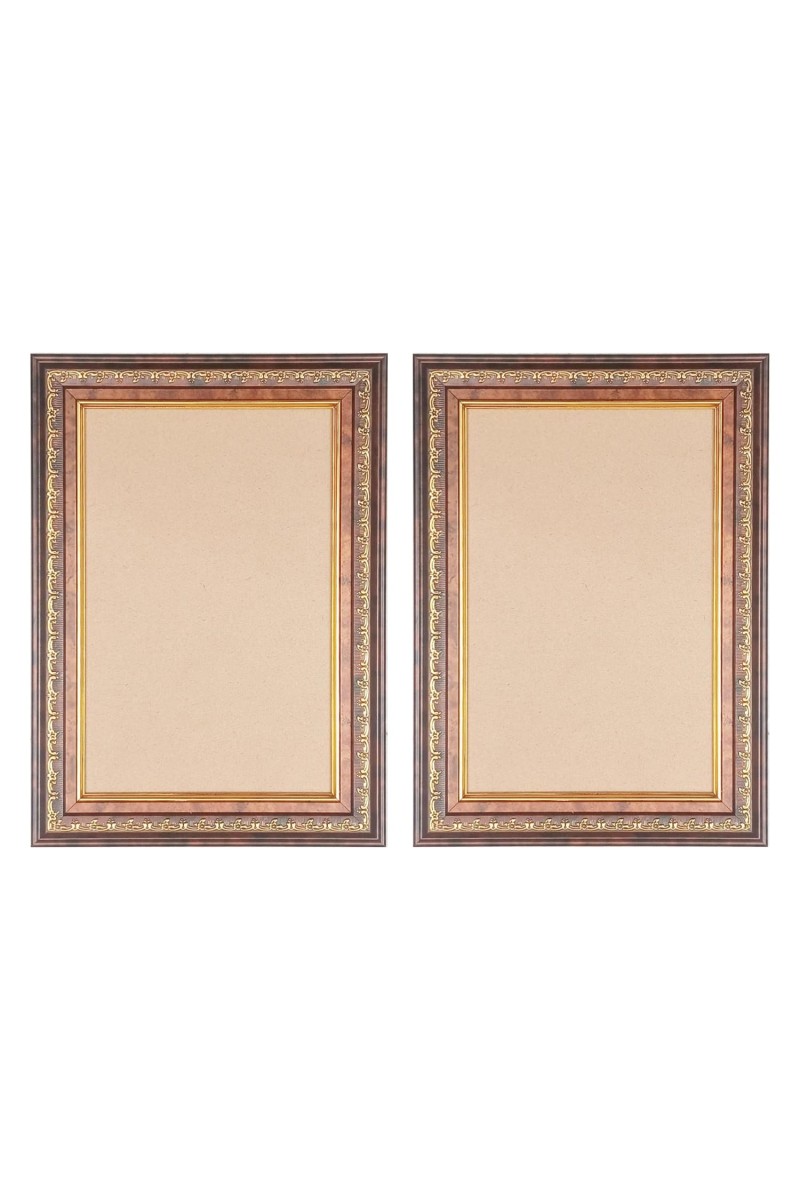 Elegant Vintage Style Wooden Photo st of 2 Frame for Wall & Table Décor – Antique Brown & Gold Finish | Suitable for Painting, Certificate, Photo, or Art Display (20x16,22x18)