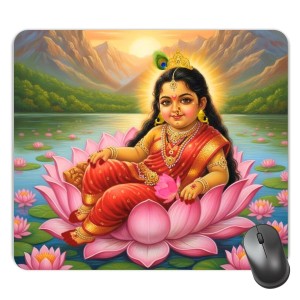 Customized Goddess Radha Picture Sublimation Mouse Pad | 8 X 7.5 Inch | Smooth Cloth Surface | Non-Slip Rubber Base | Personalized Mousepad for Laptop & Desktop (F17011)