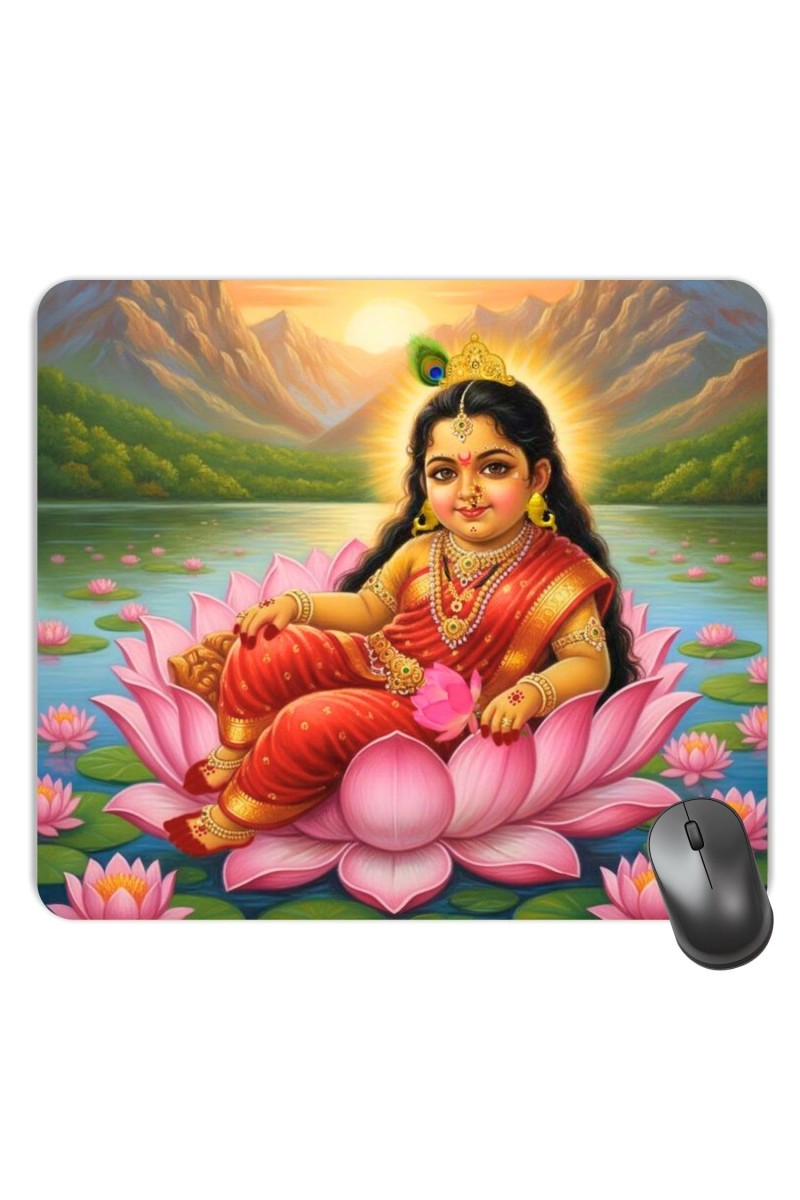 Customized Goddess Radha Picture Sublimation Mouse Pad | 8 X 7.5 Inch | Smooth Cloth Surface | Non-Slip Rubber Base | Personalized Mousepad for Laptop & Desktop (F17011)