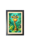 Cartoon Giraffe Animal Black Photo Frame Funny Animal and Bird Cartoon Art