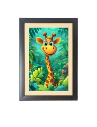 Cartoon Giraffe Animal Black Photo Frame Funny Animal and Bird Cartoon Art
