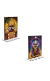 Car Desk/Table Top Lord Jagannath Acrylic T-Style Photo Stand - 2.5x3.5 Inches, Compact and Stylish Spiritual Display, easily change 2 photos (Pack of 1)