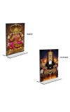 Lord Tirupati Balaji & Baba Lakhsmi Acrylic T-Style Photo Stand - 11x13 Inches, Compact and Stylish Spiritual Display, easily change 2 photos (Pack of 1)