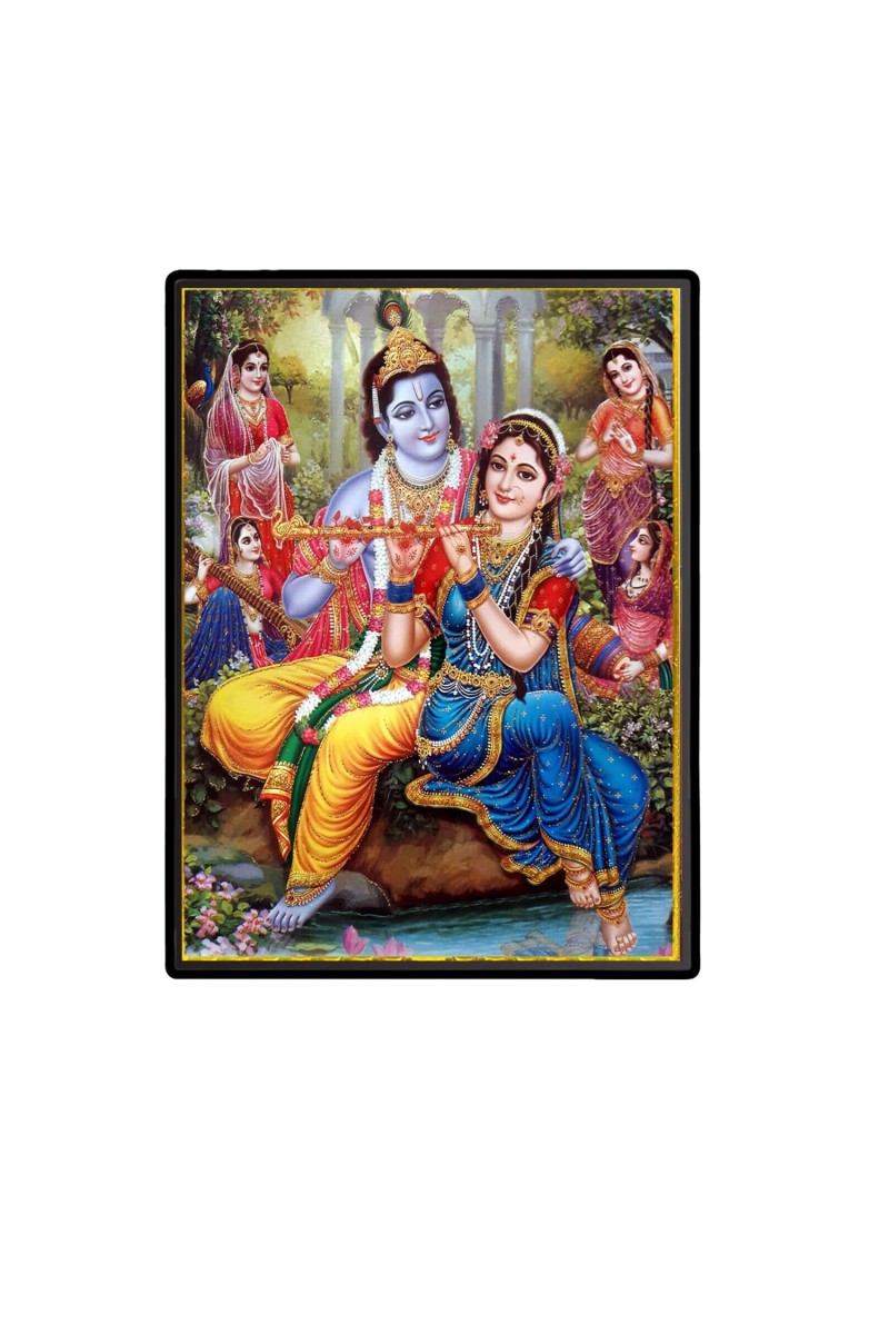 Radha Krishna Laminated Photo - 5x7 Inches, Divine Blessings for Home & Office and Temple Decoration