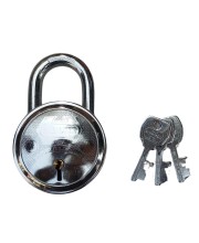 Hi Tech Sales New Round Lock (HUNHAR) | Steel Body | Iron Liver | Double Locking | 3 Silver Keys | 1 Lock | Made in India