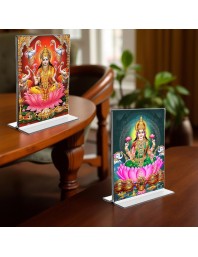 Debi Lakshmi Acrylic T-Style Photo Stand - 9x11 Inches, Compact and Stylish Spiritual Display, easily change 2 photos (Pack of 1)