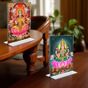 Debi Lakshmi Acrylic T-Style Photo Stand - 9x11 Inches, Compact and Stylish Spiritual Display, easily change 2 photos (Pack of 1)