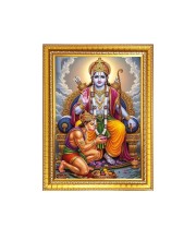Lord Rama With Lord Hanuman ji Photo Frame - 10x14 Inches, Brown Wooden Frame for Home, Office & Temple Decoration