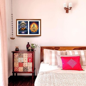 Lord vishnu and agni dev Photo Frame - 19x23Inches - Spiritual Artwork for Home Decor, Puja Room and Office Decoration