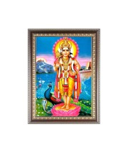 Lord Kartikeya Photo Frame - 10x14 Inches, Brown Wooden Frame for Home, Office & Temple Decoration
