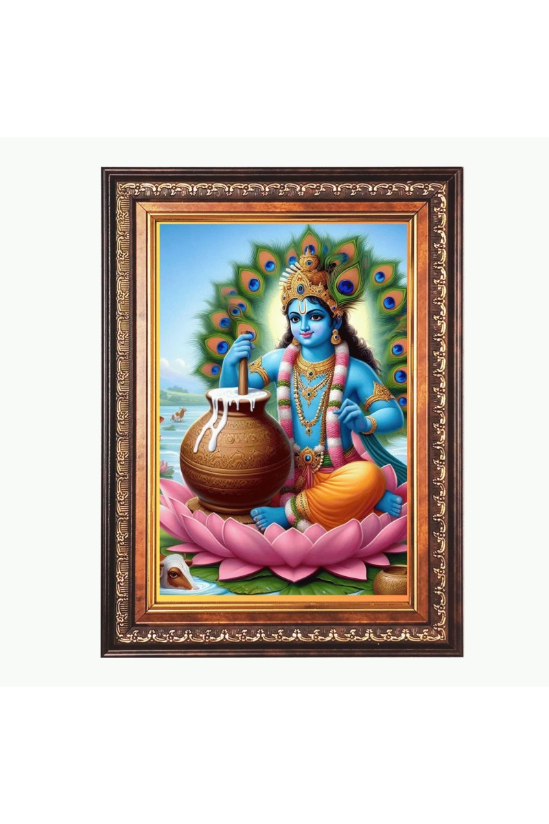 Sri Krishna Color Photo 10x14 Inch - Vibrant Religious Wall Art for Home or Office Decor.