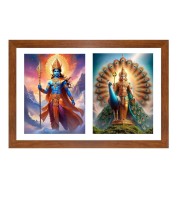 Lord indra and kartikeya Photo Frame - 13x17Inches - Spiritual Artwork for Home Decor, Puja Room and Office Decoration