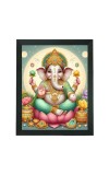 Hitech Sales Shree Shree Ganesh ji Polystyrene Photo Frame for Pooja Room, Temple Decor, Home Decoration and Gifting (Wall and Tabletop, Rectangular, Printed Photo, 7.12 x 9.12 inches Frame, Black)