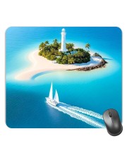 Customized Island with Sailboat Picture Sublimation Mouse Pad | 8 X 7.5 Inch | Smooth Cloth Surface | Non-Slip Rubber Base | Personalized Mousepad for Laptop & Desktop (F17369)