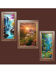 3-Pack Stunning view Photo Frames - 2 Pieces 14x21 Inch & 1 Piece 18x21 Inch - Rustic Wall Art for Home & Office Decor - Botanical Wall Hanging for Living Room, Bedroom, or Workspace