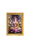 Lord Buddha Photo Frame - 10x14 Inches, Brown Wooden Frame for Home, Office & Temple Decoration