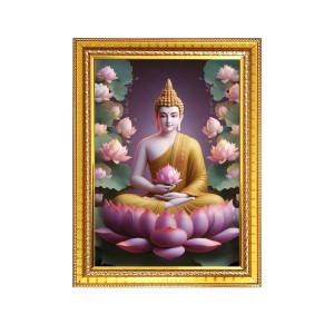 Lord Buddha Photo Frame - 10x14 Inches, Brown Wooden Frame for Home, Office & Temple Decoration Lord Buddha Photo Frame - 10x14 Inches, Brown Wooden Frame for Home, Office & Temple Decoration