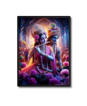 Radha Krishna Laminated Photo - 5x7 Inches, Divine Blessings for Home & Office and Temple Decoration