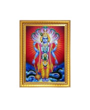 Lord Narayan Photo Frame - 10x14 Inches, Brown Wooden Frame for Home, Office & Temple Decoration