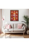 Vishnu with Krishna, Ganesh, Shiva, Sarawati, Ram and Durga Laminated Photo - 5x7 Inches, Divine Blessings for Home & Office and Temple Decoration