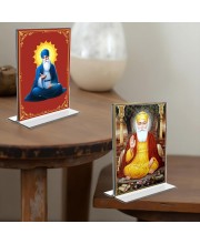 Guru Nanak Acrylic T-Style Photo Stand - 11x13 Inches, Compact and Stylish Spiritual Display, easily change 2 photos (Pack of 1)