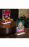 Debi Tara & Debi Lakhsmi Acrylic T-Style Photo Stand, Compact and Stylish Spiritual Display, easily change 2 photos (Pack of 1)