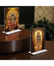 Lord Tirupati Balaji Acrylic T-Style Photo Stand - 11x13 Inches, Compact and Stylish Spiritual Display, easily change 2 photos (Pack of 1)