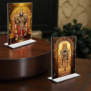 Lord Tirupati Balaji Acrylic T-Style Photo Stand, Compact and Stylish Spiritual Display, easily change 2 photos (Pack of 1) Lord Tirupati Balaji Acrylic T-Style Photo Stand, Compact and Stylish Spiritual Display, easily change 2 photos (Pack of 1)