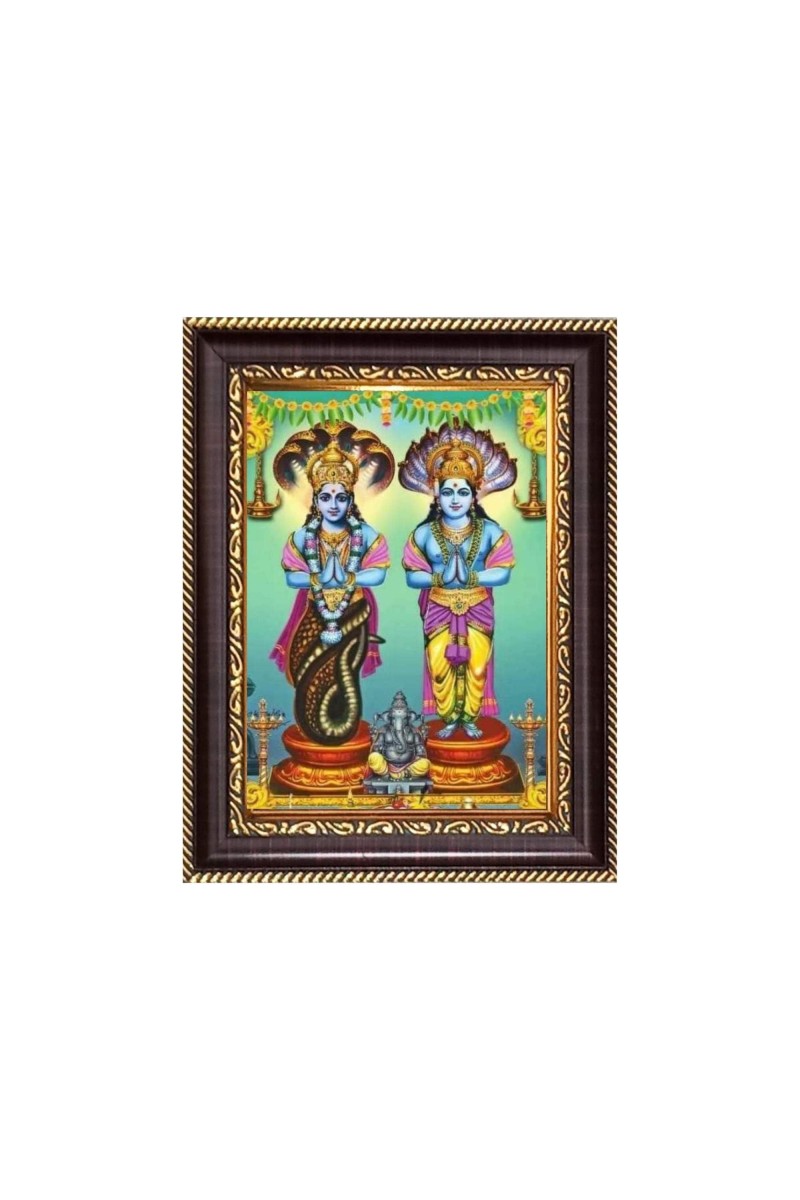 Lord Vishnu and Ganeshji Digital Print Photo 6.7x8.7 inches - Vibrant Religious Wall Art for Home, Office and Temple Decor.