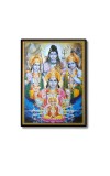 Brahma Vishnu Shiva Ram Krishna Laminated Photo - 5x7 Inches, Divine Blessings for Home & Office and Temple Decoration