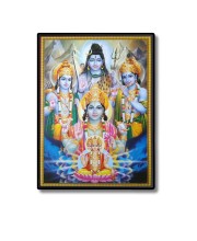 Brahma Vishnu Shiva Ram Krishna Laminated Photo - 5x7 Inches, Divine Blessings for Home & Office and Temple Decoration
