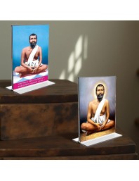 Sri Ramakrishna Paramhansa Acrylic T-Style Photo Stand - 5x7 Inches, Compact and Stylish Spiritual Display, easily change 2 photos (Pack of 1)