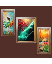 3-Pack Lovely nature view Photo Frames - 2 Pieces 10x17 Inch & 1 Piece 14x17 Inch - Rustic Wall Art for Home & Office Decor - Botanical Wall Hanging for Living Room, Bedroom, or Workspace