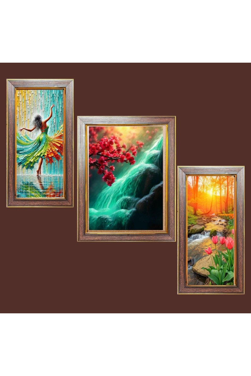 3-Pack Lovely nature view Photo Frames - 2 Pieces 12x19 Inch & 1 Piece 16x19 Inch - Rustic Wall Art for Home & Office Decor - Botanical Wall Hanging for Living Room, Bedroom, or Workspace