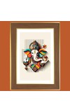 Lord Ganapathi Bappa Photo Frame - 10x14 Inches, Brown Wooden Frame for Home, Office & Temple Decoration