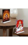 Sri Ganesh & Debi Saraswati Acrylic T-Style Photo Stand, Compact and Stylish Spiritual Display, easily change 2 photos (Pack of 1)