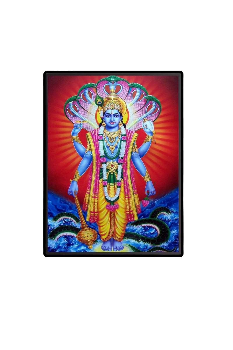 Vishnu Laminated Photo - 5x7 Inches, Divine Blessings for Home & Office and Temple Decoration