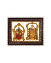 Sri Tirupati Balaji and Sri Padmavati Digital Print Photo 6.7x8.7 inches - Vibrant Religious Wall Art for Home, Office and Temple Decor.
