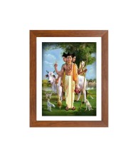 Generic Lord Dattatreya Colored Photo | 7x5 Inch Spiritual Wall Art for Home, Temple, Puja Room | Brown, Rectangular Frame