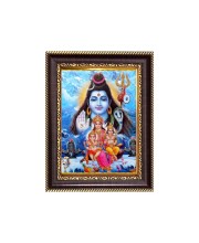 Lord Shiva, Mata Parvati, Baby Ganesh and Baby Kartikeya Digital Print Photo 6.7x8.7 inches - Vibrant Religious Wall Art for Home, Office and Temple Decor.
