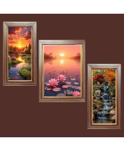 3-Pack Echoes of Beauty Photo Frames - 2 Pieces 10x17 Inch & 1 Piece 14x17 Inch - Rustic Wall Art for Home & Office Decor - Botanical Wall Hanging for Living Room, Bedroom, or Workspace