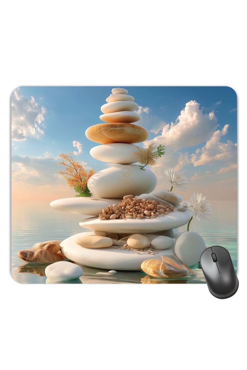 Customized Stone Balance Picture Sublimation Mouse Pad | 8 X 7.5 Inch | Smooth Cloth Surface | Non-Slip Rubber Base | Personalized Mousepad for Laptop & Desktop (F17266)