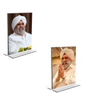 Car Desk/Table Top Sant Rajinder Singh ji Maharaj Acrylic T-Style Photo Stand - 2.5x3.5 Inches, Compact and Stylish Spiritual Display, easily change 2 photos (Pack of 1)