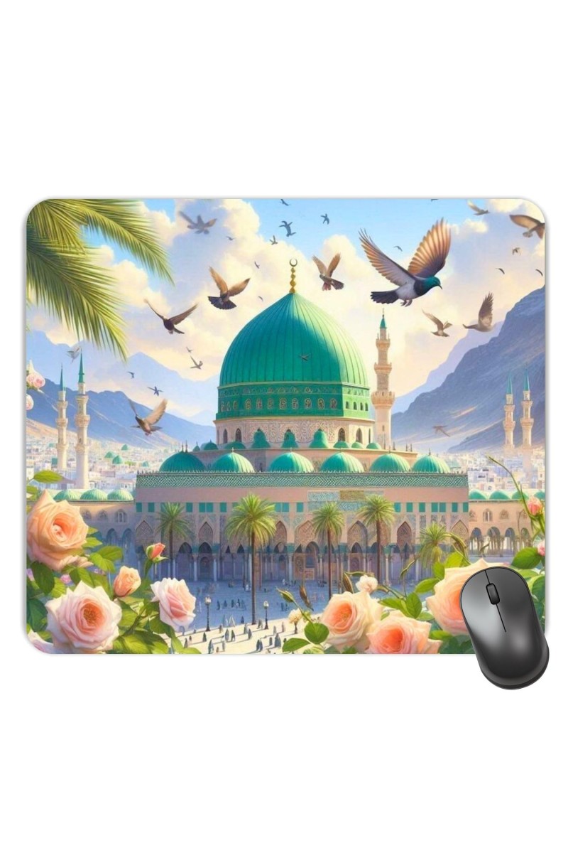 Customized Masjid Picture Sublimation Mouse Pad | 8 X 7.5 Inch | Smooth Cloth Surface | Non-Slip Rubber Base | Personalized Mousepad for Laptop & Desktop (F17206)