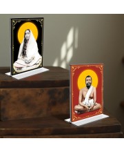 Sri Ramakrishna Paramhansa & Sarada Debi Acrylic T-Style Photo Stand - 11x13 Inches, Compact and Stylish Spiritual Display, easily change 2 photos (Pack of 1)