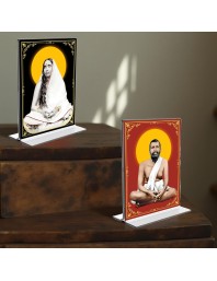 Sri Ramakrishna Paramhansa & Sarada Debi Acrylic T-Style Photo Stand - 9x11 Inches, Compact and Stylish Spiritual Display, easily change 2 photos (Pack of 1)